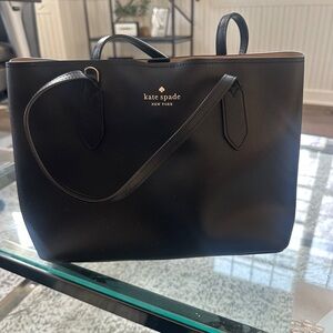 kate spade Black Leather Everyday Tote with Gold Logo